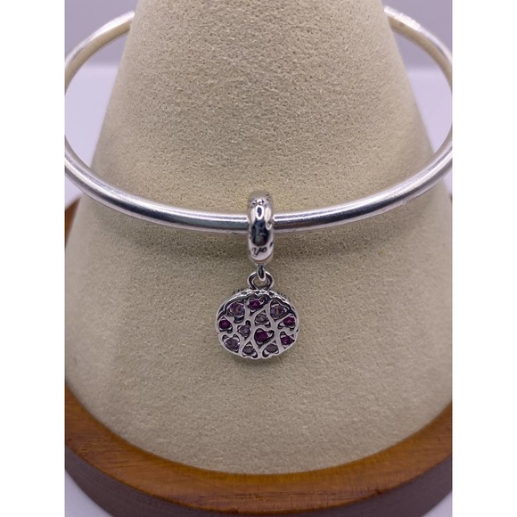 Authentic Pandora Sparkling Heart Pattern Charm 799558C01 - Picture 1 of 4